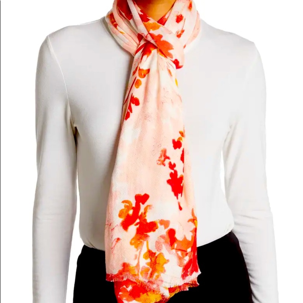 Mixed Pink Floral Print Woven Scarf